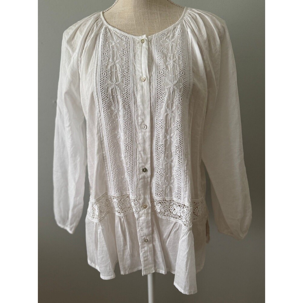 Anthropologie Tiny Women's‎ White Cotton Peasant Blouse Size Small